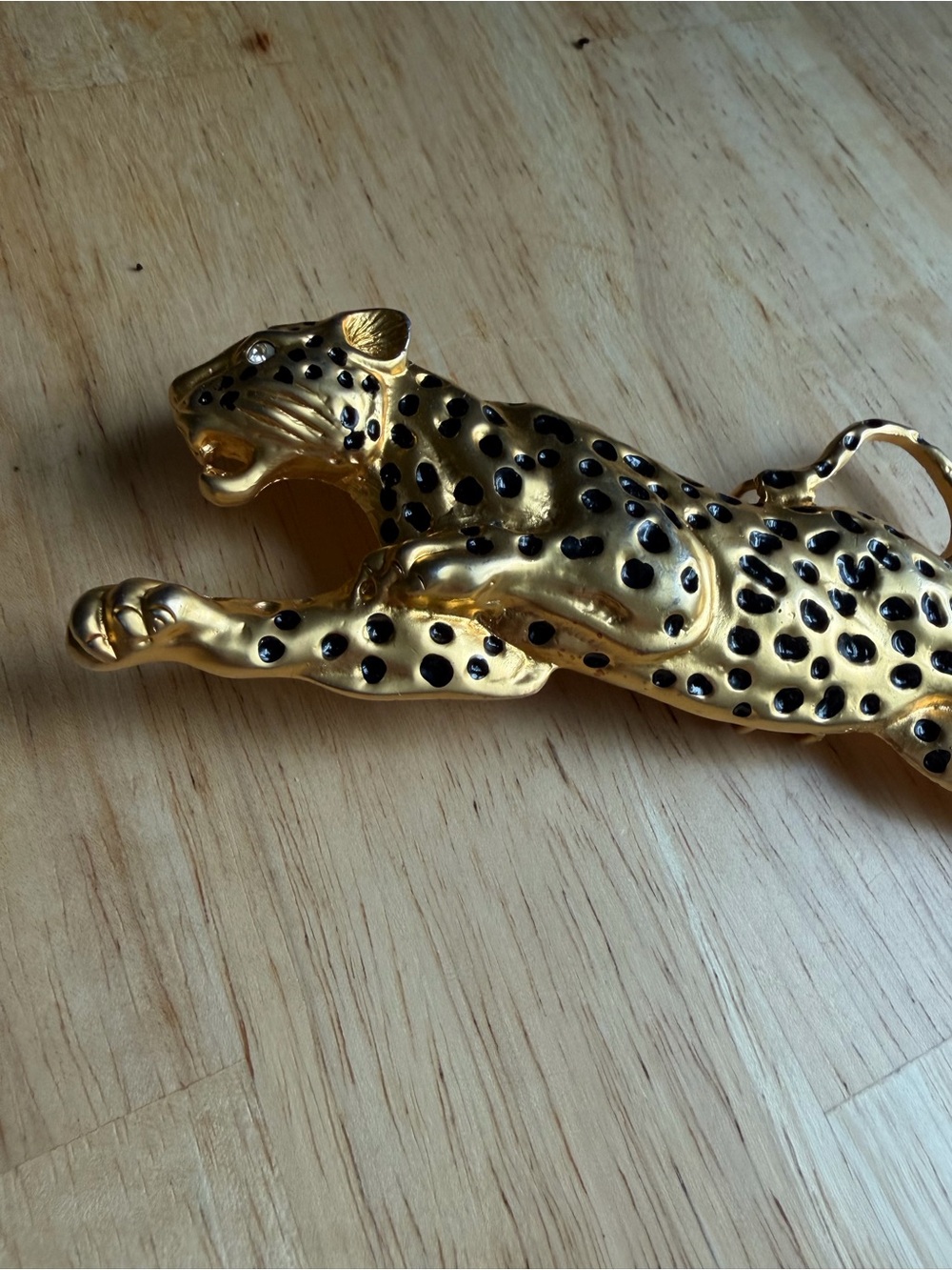 Vintage Gold Leopard Belt Buckle black belt jeweled - Picture 4 of 7